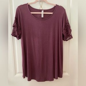 Zenana Signature Women’s Double Lace Ruffle Short Sleeve Top 1X